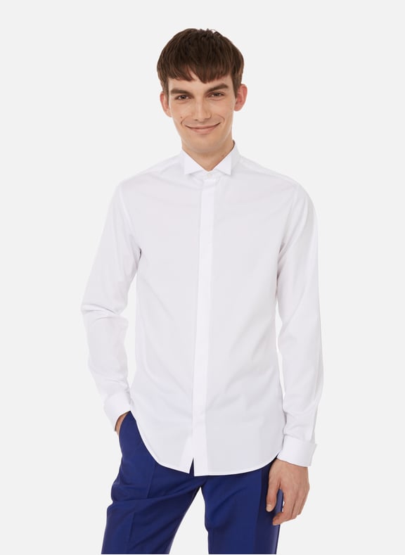 Slim-fit cotton poplin shirt White by AU PRINTEMPS PARIS AU PRINTEMPS PARIS Slim-fit cotton poplin shirt White