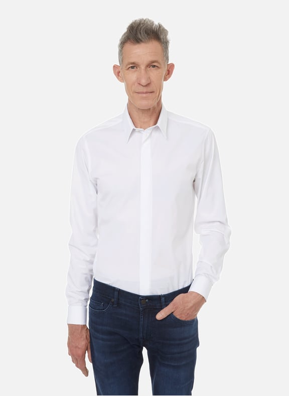 Slim-fit cotton poplin shirt White by AU PRINTEMPS PARIS AU PRINTEMPS PARIS Slim-fit cotton poplin shirt White