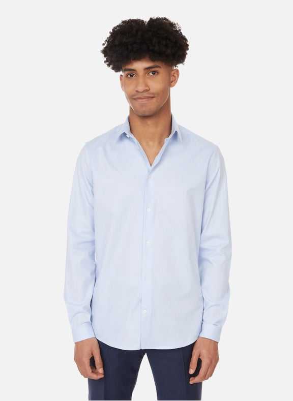 Slim-fit cotton poplin shirt Blue by AU PRINTEMPS PARIS AU PRINTEMPS PARIS Slim-fit cotton poplin shirt Blue