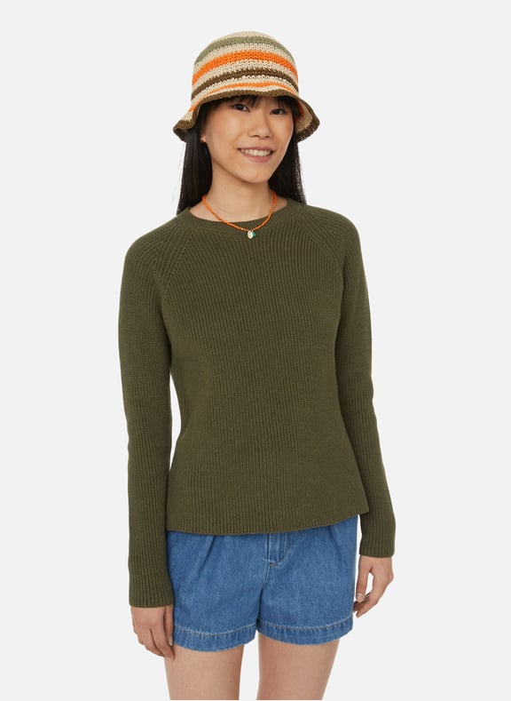 Cotton round-neck sweatshirt Khaki by AU PRINTEMPS PARIS AU PRINTEMPS PARIS Cotton round-neck sweatshirt Khaki