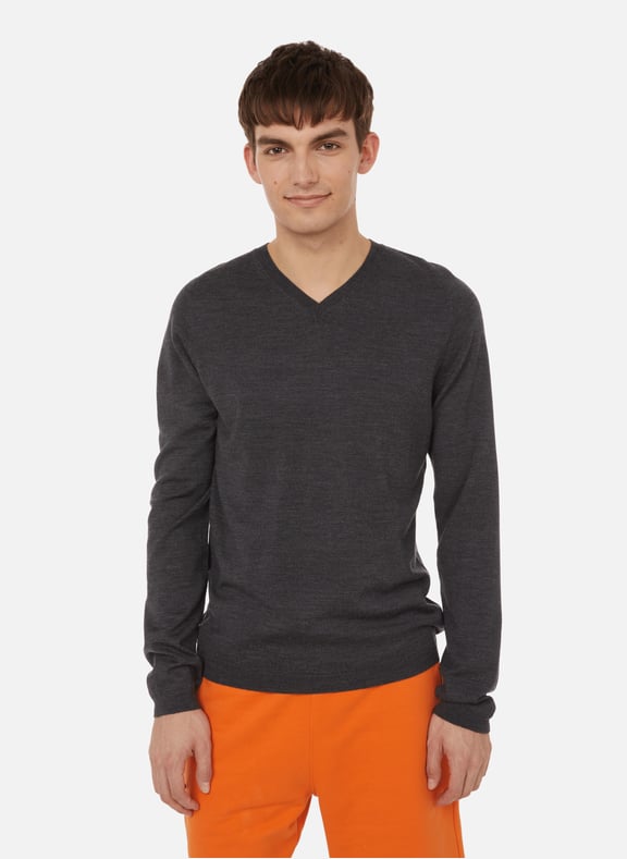 Wool V-neck Jumper Grey by AU PRINTEMPS PARIS AU PRINTEMPS PARIS Wool V-neck Jumper Grey