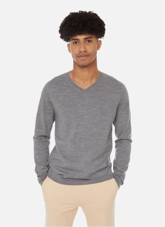 Wool V-neck jumper Grey by AU PRINTEMPS PARIS AU PRINTEMPS PARIS Wool V-neck jumper Grey