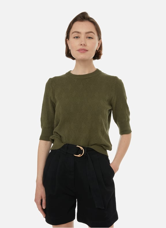 Short-sleeved jumper Khaki by AU PRINTEMPS PARIS AU PRINTEMPS PARIS Short-sleeved jumper Khaki