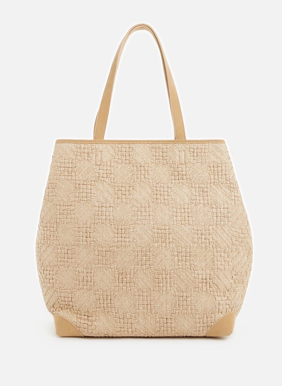 Domitille leather and straw handbag Beige by AU PRINTEMPS PARIS AU PRINTEMPS PARIS Domitille leather and straw handbag Beige