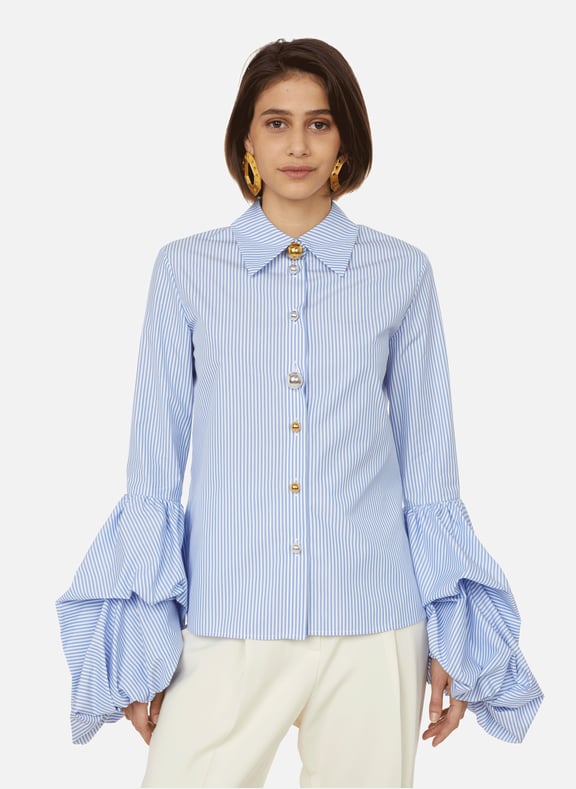 Shirt with ruffled sleeves Blue by A.W.A.K.E. MODE A.W.A.K.E. MODE Shirt with ruffled sleeves Blue