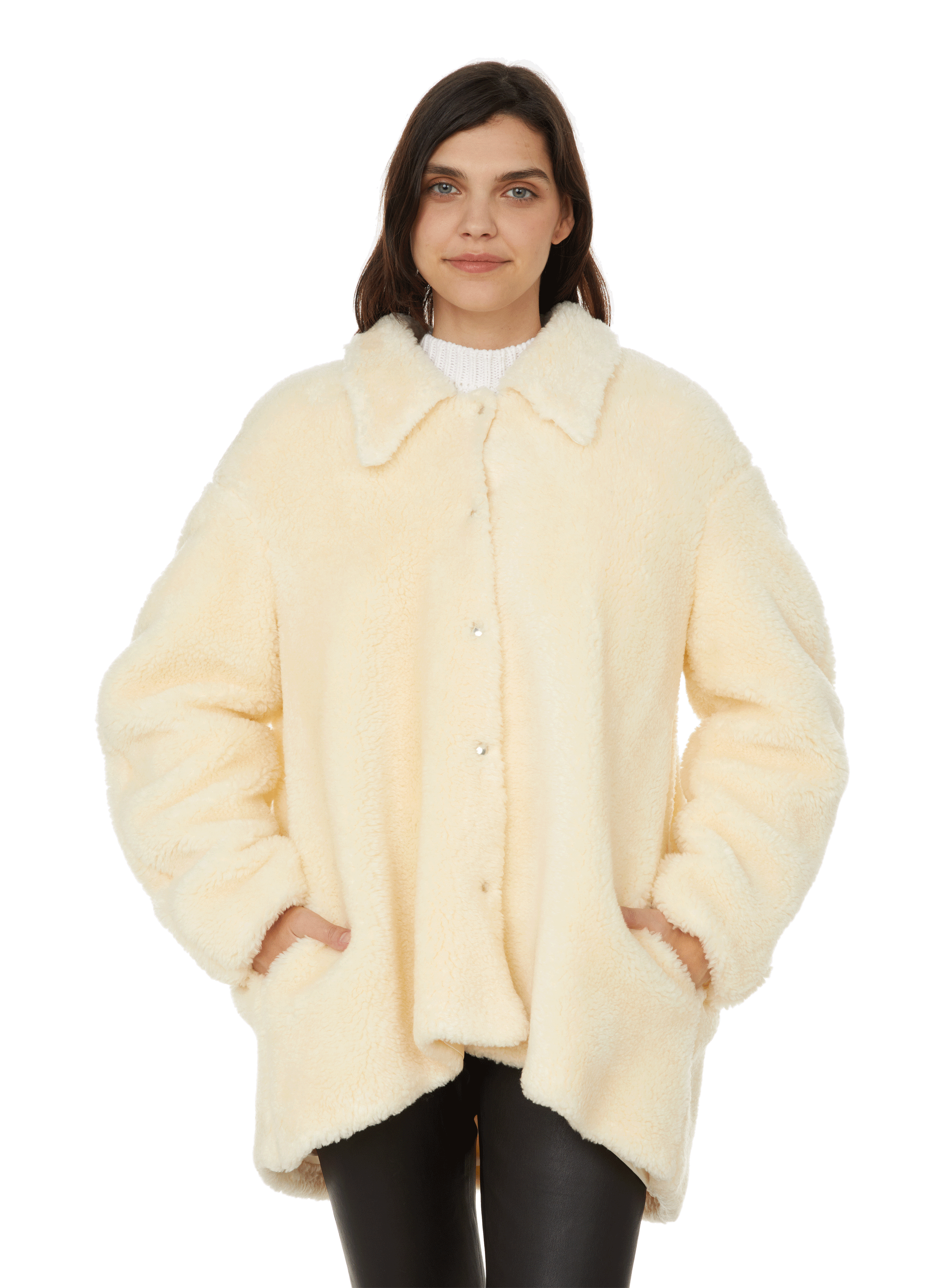 beige fur collar coat