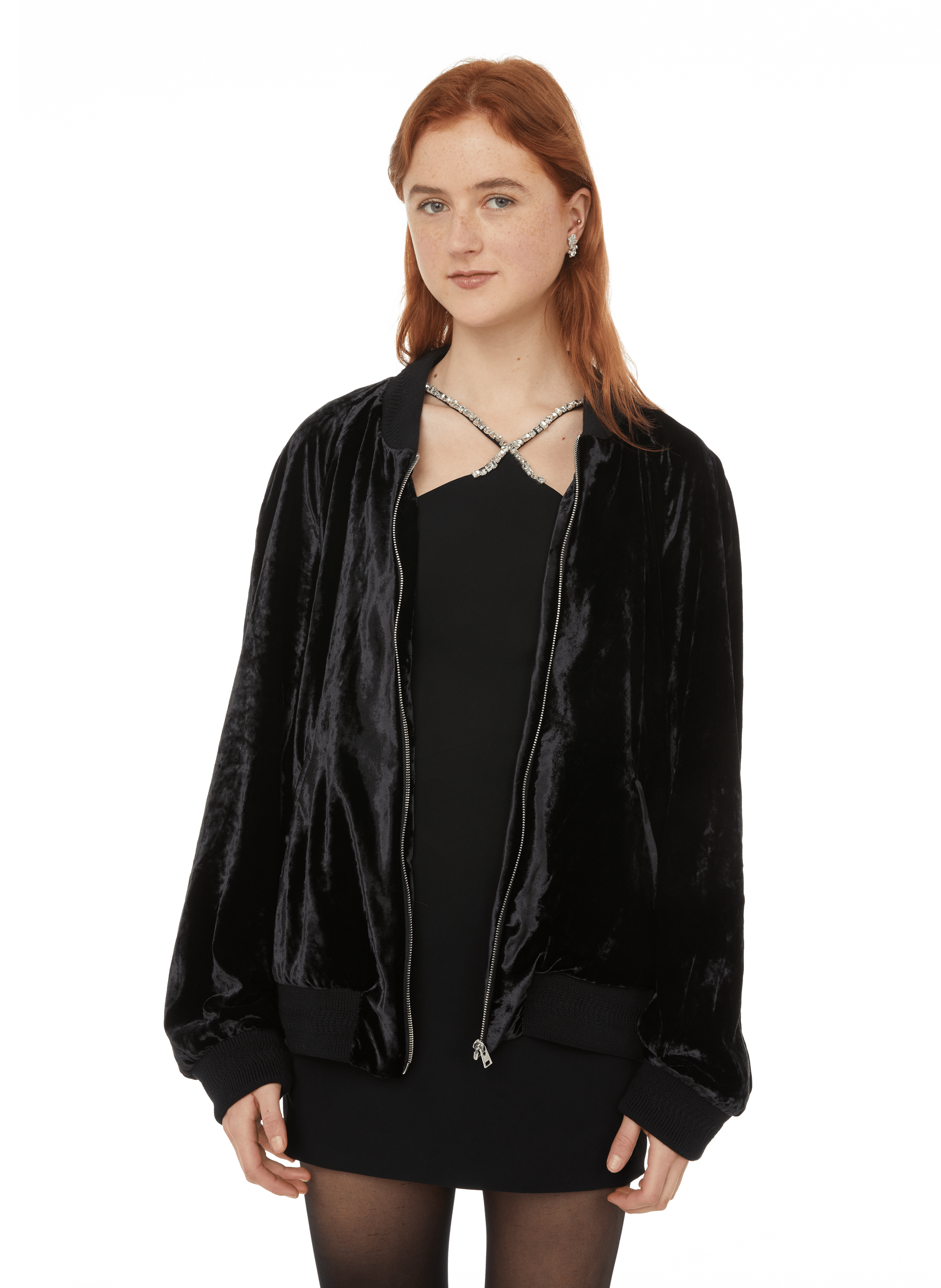 Black velvet bomber Clearance