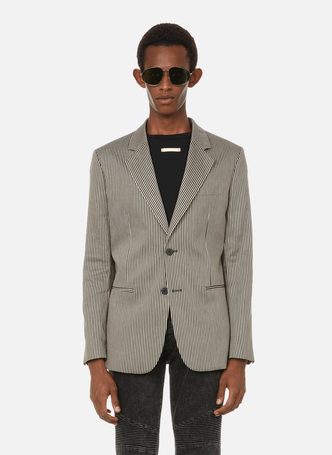 Striped suit jacket in a linen and viscose blend AZZARO