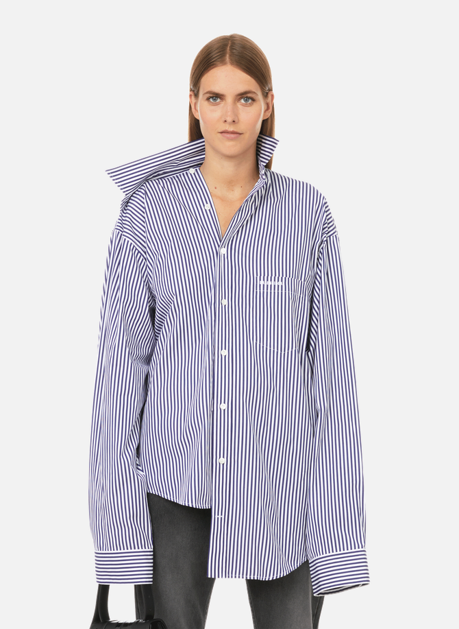 Asymmetric striped cotton poplin shirt BALENCIAGA