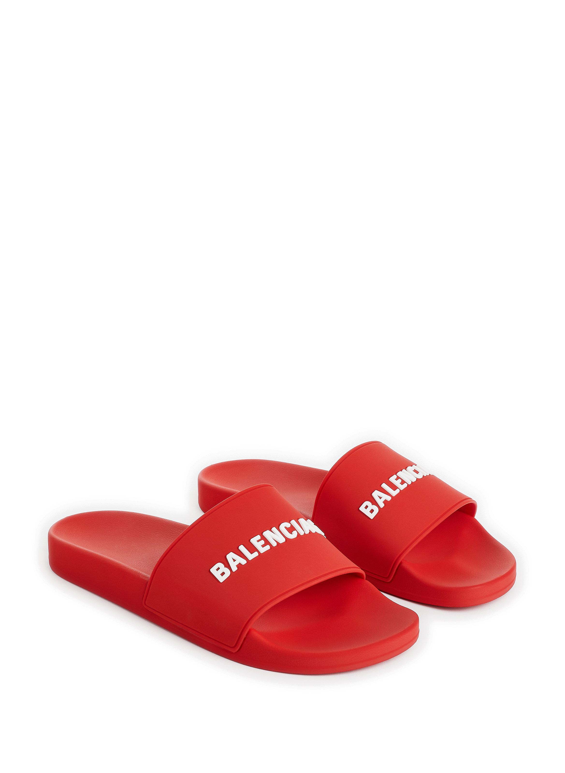 red balenciaga sliders