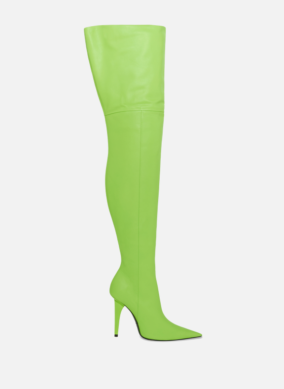 BALENCIAGA Knife Shark leather over-the-knee boots Green
