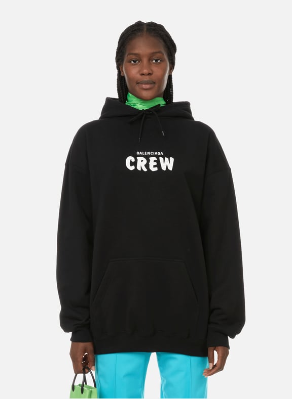 Hooded sweatshirt with printed logo Black by BALENCIAGA BALENCIAGA Hooded sweatshirt with printed logo Black