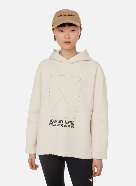 Your Ad Here cropped cotton-blend hoodie White by BALENCIAGA BALENCIAGA Your Ad Here cropped cotton-blend hoodie White