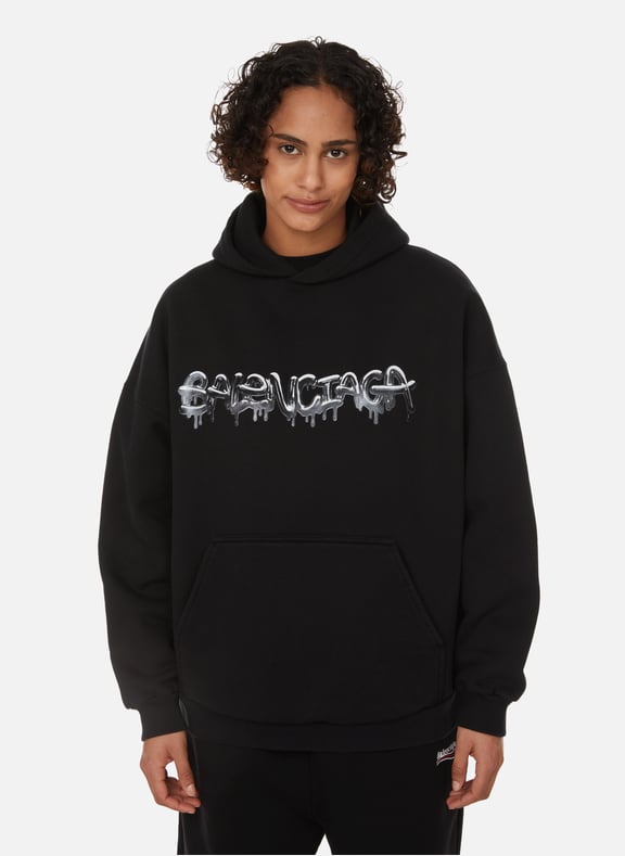Cotton-blend hoodie Black by BALENCIAGA BALENCIAGA Cotton-blend hoodie Black