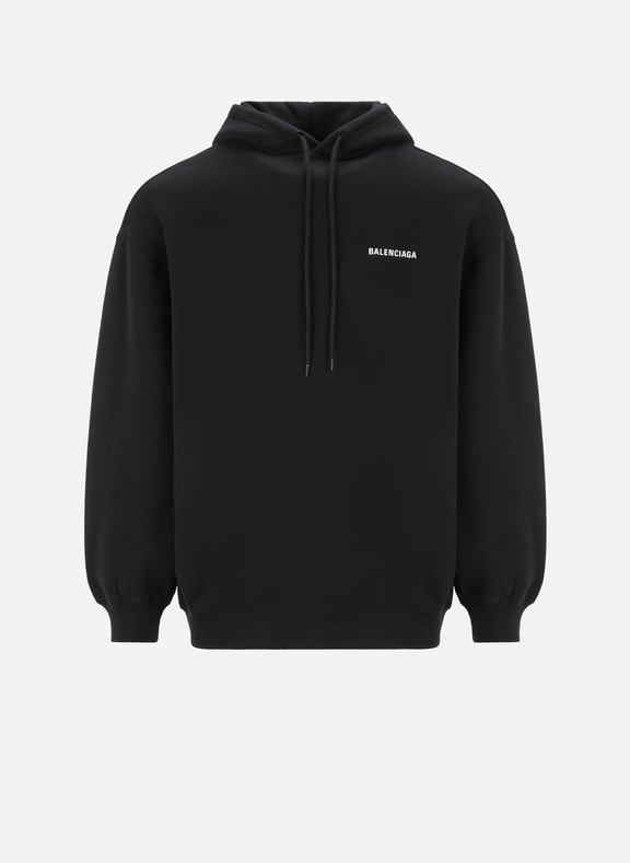 Cotton logo sweatshirt Black by BALENCIAGA BALENCIAGA Cotton logo sweatshirt Black