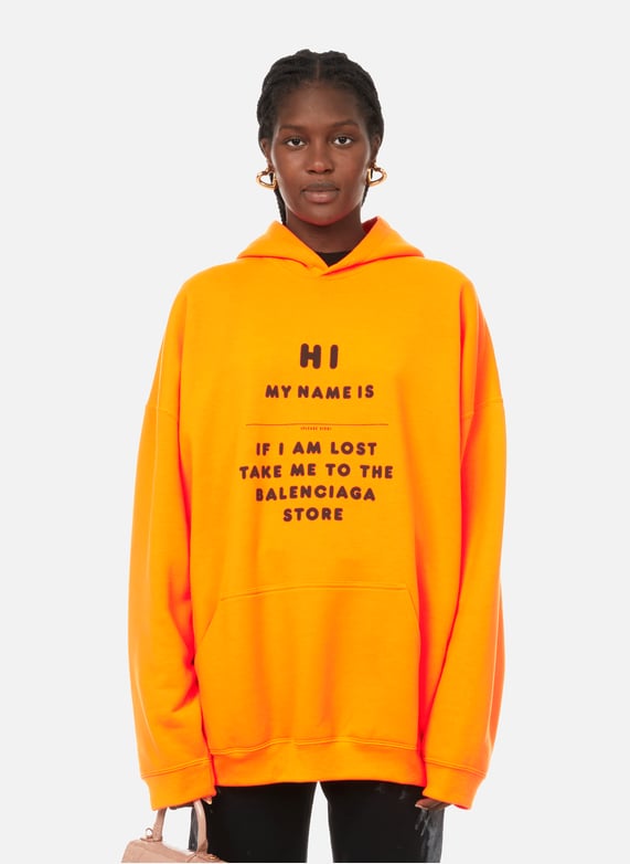 HI MY NAME IS COTTON BLEND HOODIE BALENCIAGA for WOMEN Printemps