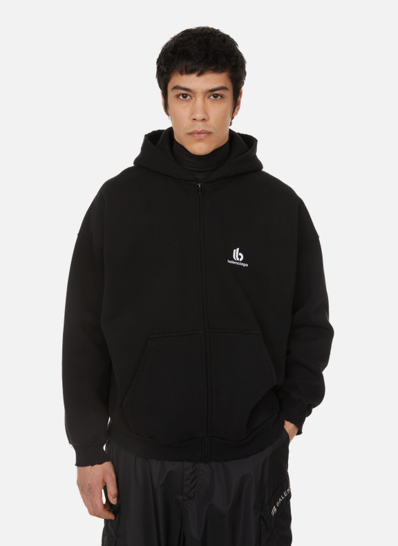BALENCIAGA Cotton-blend zip hoodie Black