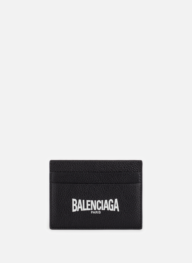 Leather card holder with logo BALENCIAGA