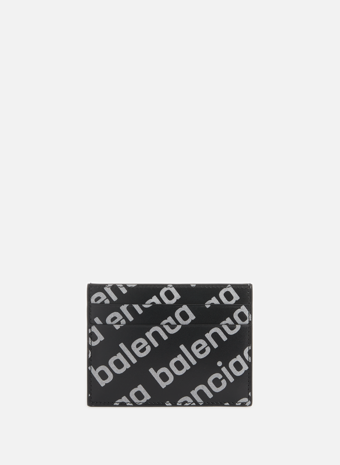 Leather card holder with reflective logos BALENCIAGA