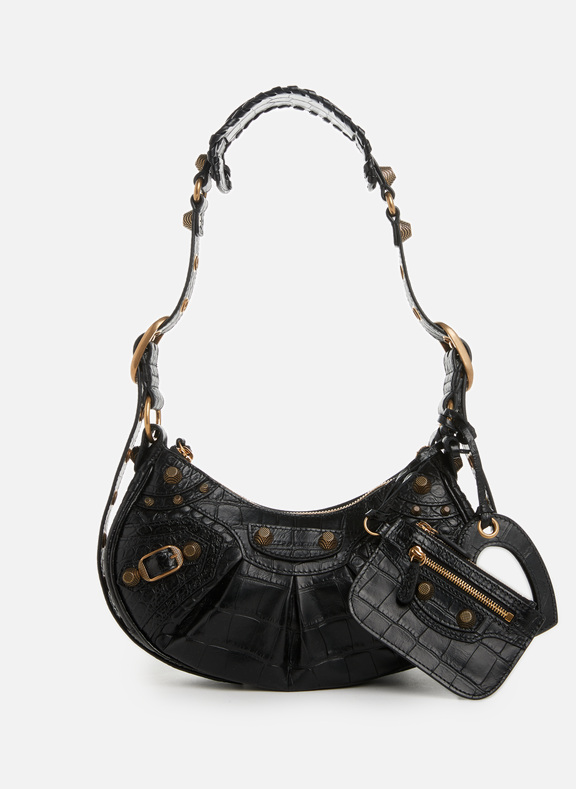 BALENCIAGA Le Cagole XS embossed leather shoulder bag Black