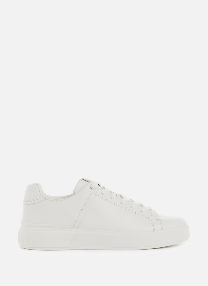 Low-top lace-up calfskin leather sneakers BALMAIN
