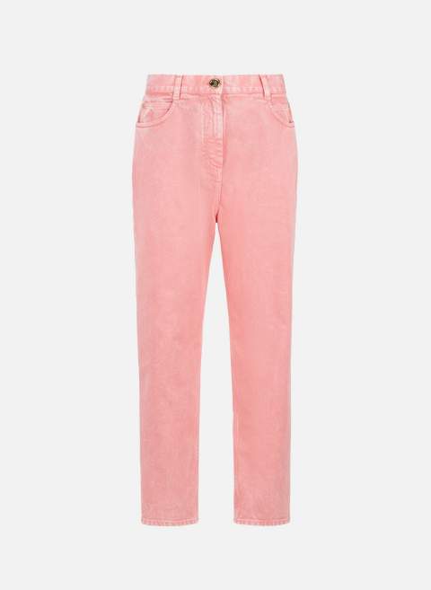 Pantalon denim en coton PinkBALMAIN 