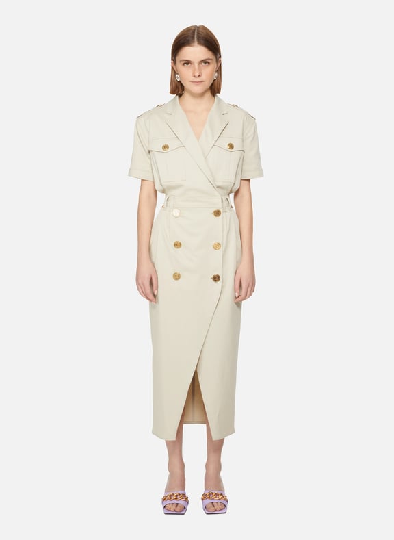Midi dress with button details Beige by BALMAIN BALMAIN Midi dress with button details Beige