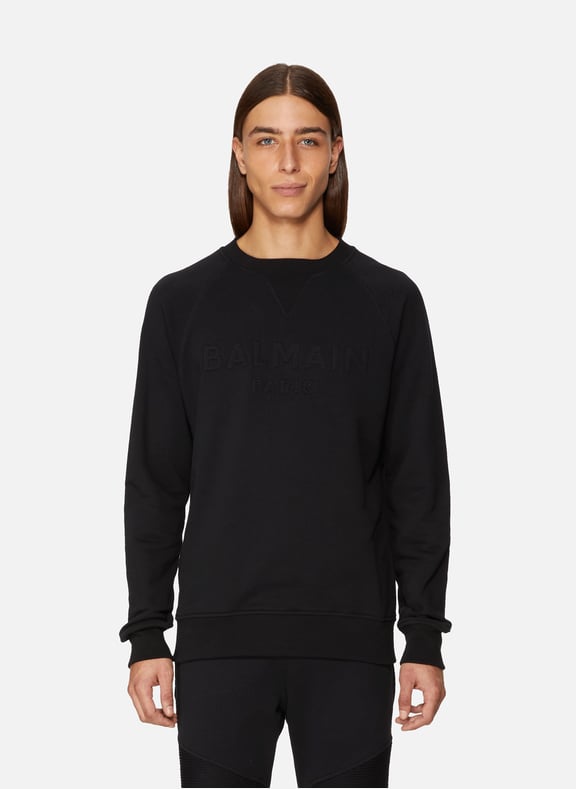 Balmain Paris cotton blend Sweatshirt Black by BALMAIN BALMAIN Balmain Paris cotton blend Sweatshirt Black