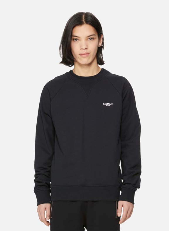 Organic cotton logo sweatshirt Black by BALMAIN BALMAIN Organic cotton logo sweatshirt Black