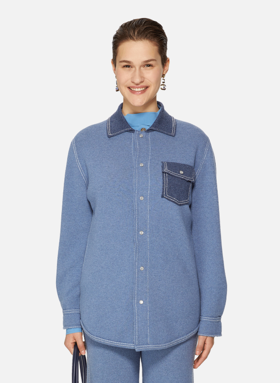 BARRIE Wool Shirt Blue