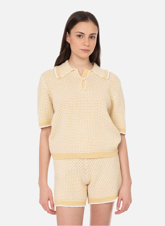 Cashmere and cotton polo shirt Yellow by BARRIE BARRIE Cashmere and cotton polo shirt Yellow