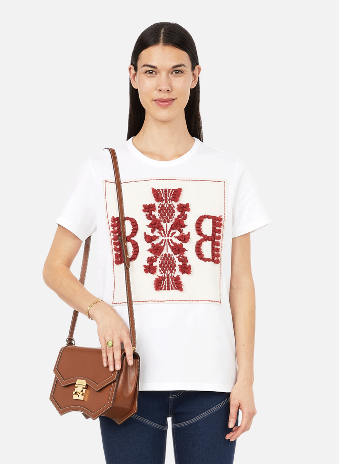 Embroidered-patch cotton and cashmere T-shirt  BARRIE