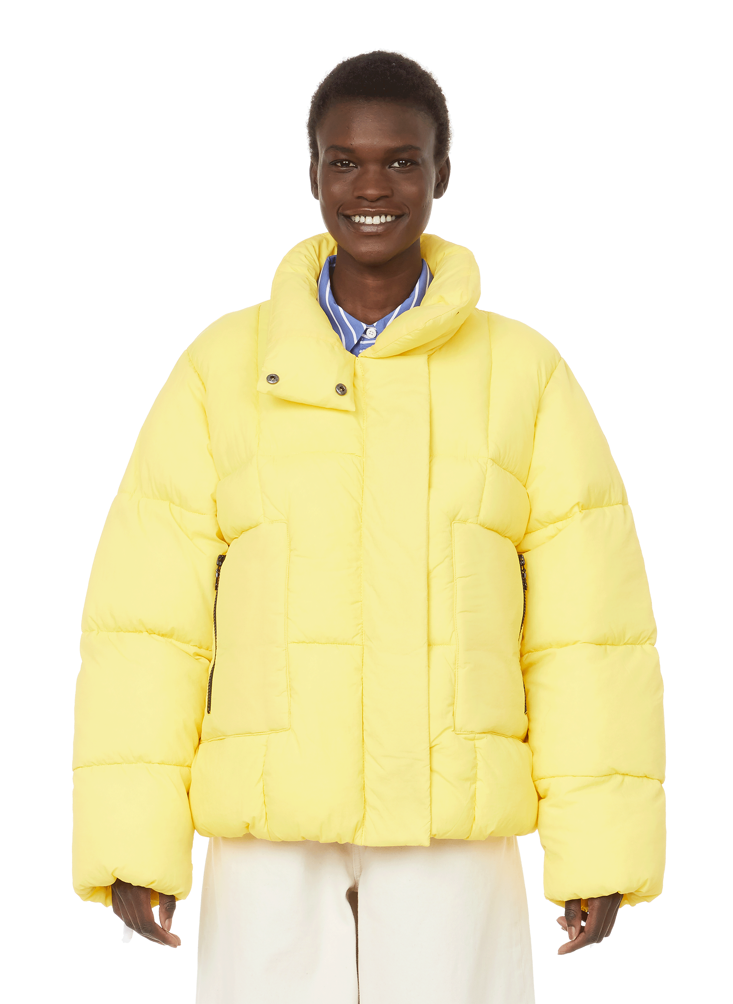 yellow down parka