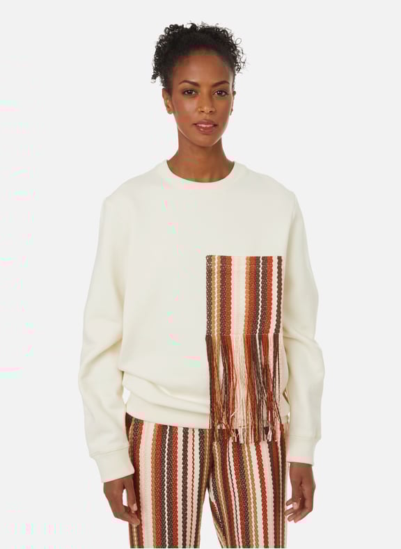 Sweatshirt with fringed pocket by BENJAMIN BENMOYAL BENJAMIN BENMOYAL Sweatshirt with fringed pocket