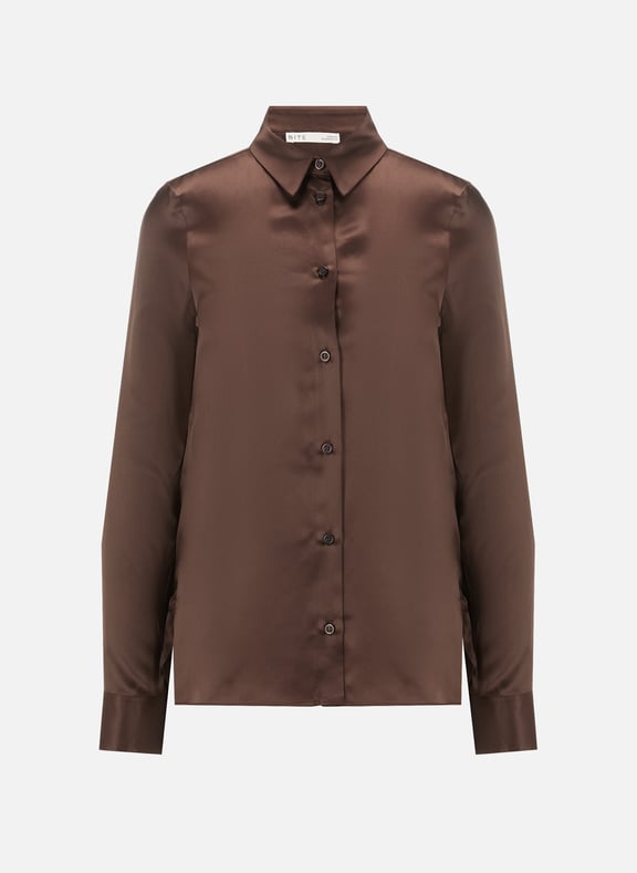 Organic silk shirt Brown by BITE STUDIOS BITE STUDIOS Organic silk shirt Brown