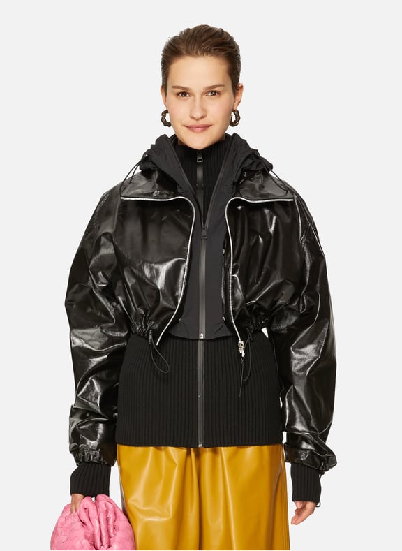 Bi-material Lambskin Leather Jacket Black by BOTTEGA VENETA BOTTEGA VENETA Bi-material Lambskin Leather Jacket Black