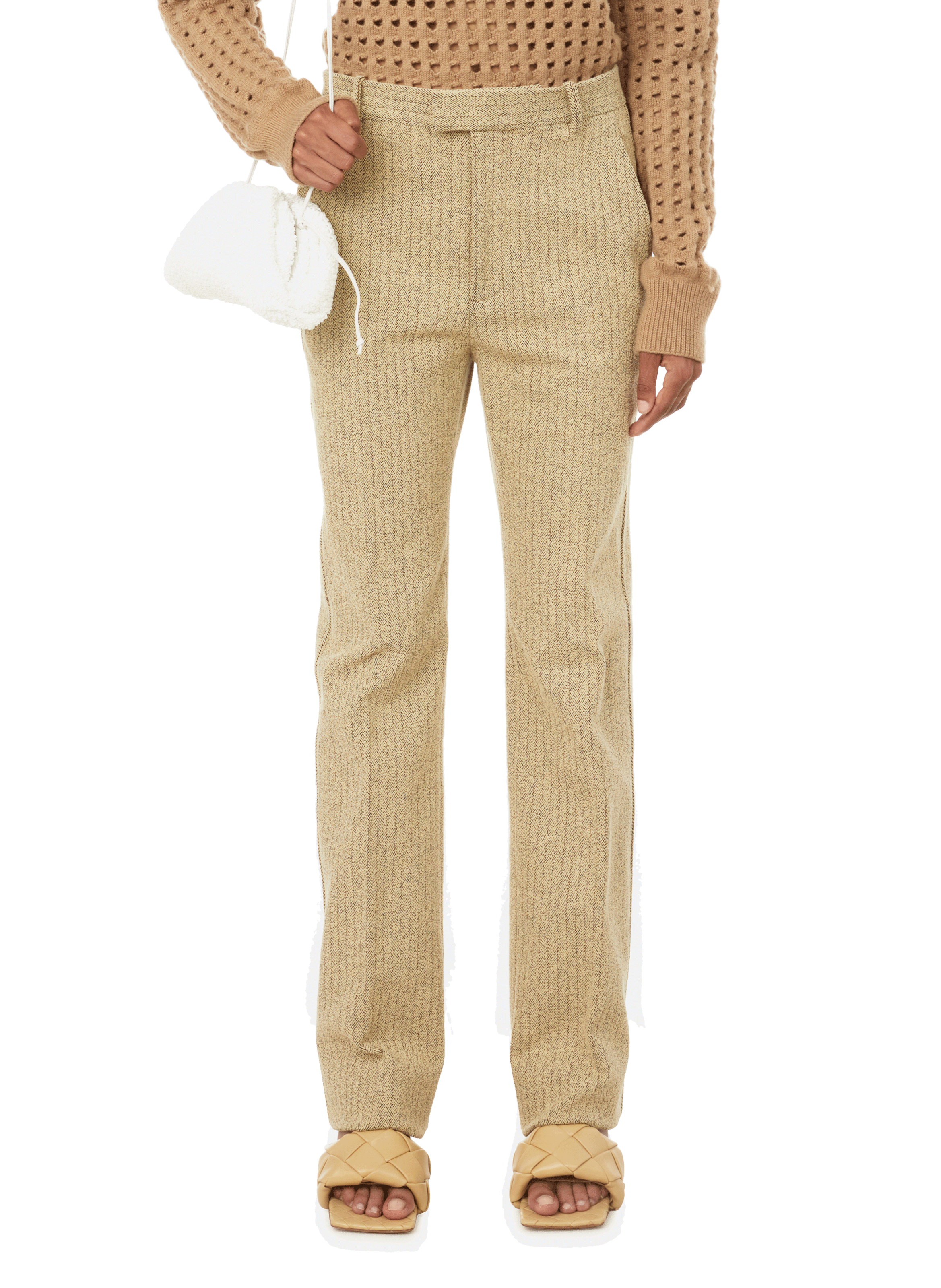 STRAIGHT HERRINGBONE TROUSERS - BOTTEGA 