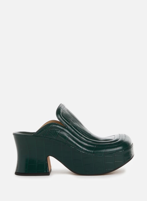 Embossed leather clogs Green by BOTTEGA VENETA BOTTEGA VENETA Embossed leather clogs Green