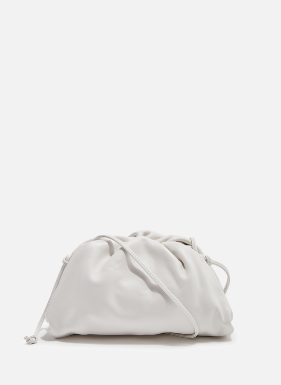 White Pouch mini leather clutch bag, Bottega Veneta