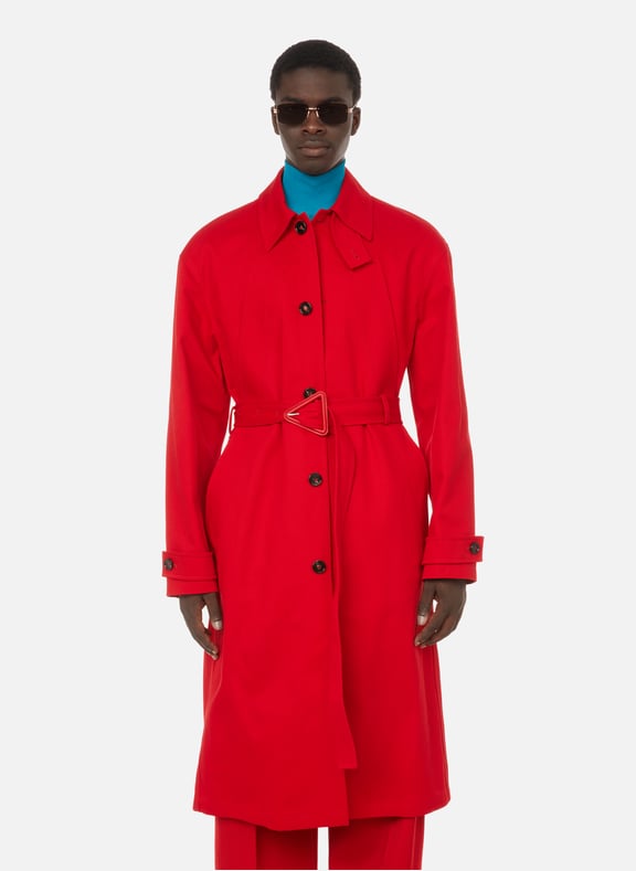 Red Cotton twill trench coat