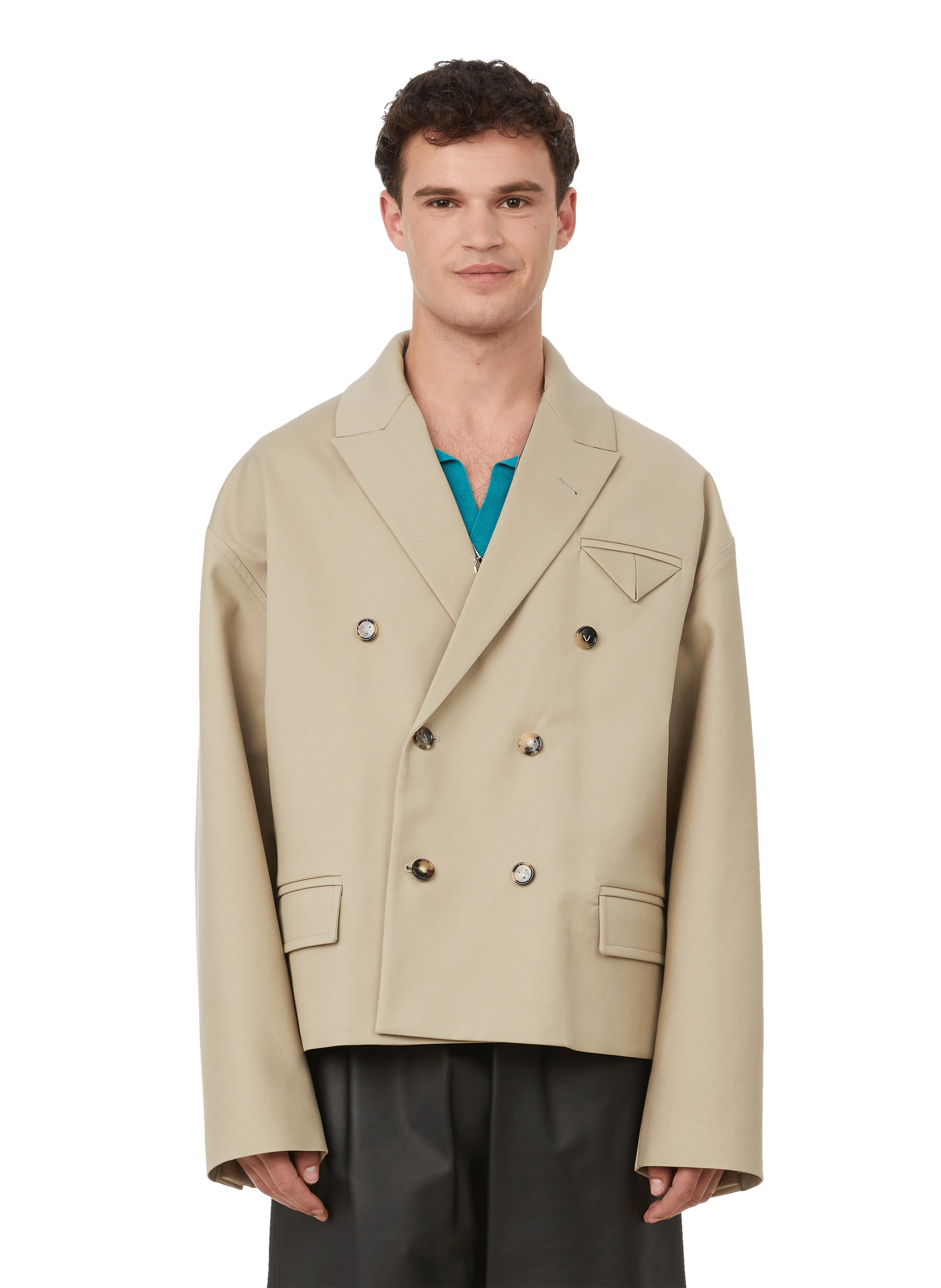 COTTON CANVAS DOUBLE-BREASTED JACKET 