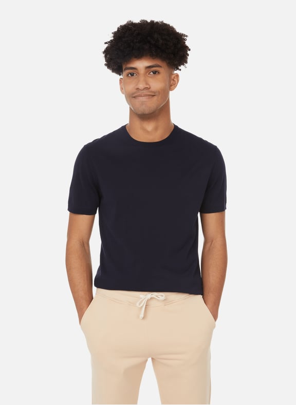 Cotton knit T-shirt Blue by BRUMMELL BRUMMELL Cotton knit T-shirt Blue