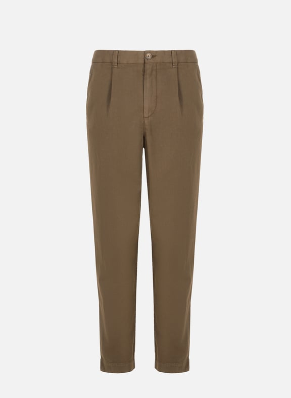 Cotton and linen chino trousers Green by BRUMMELL BRUMMELL Cotton and linen chino trousers Green