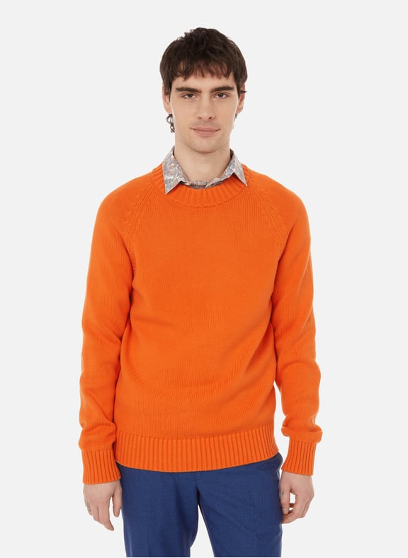 Cotton round-neck sweatshirt Orange by BRUMMELL BRUMMELL Cotton round-neck sweatshirt Orange