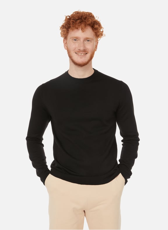 Round-neck wool jumper Black by BRUMMELL BRUMMELL Round-neck wool jumper Black