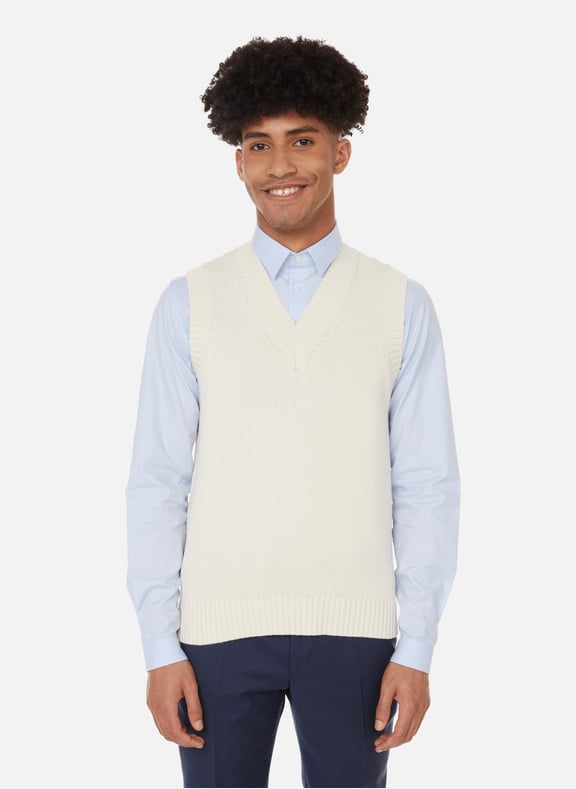 Sleeveless cotton waistcoat Beige by BRUMMELL BRUMMELL Sleeveless cotton waistcoat Beige