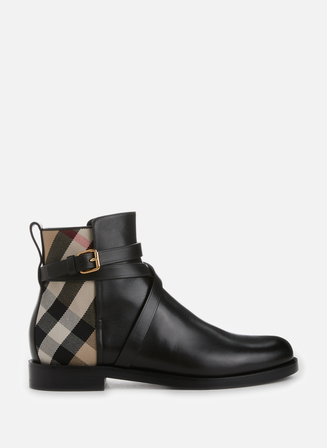 House check leather boots BURBERRY