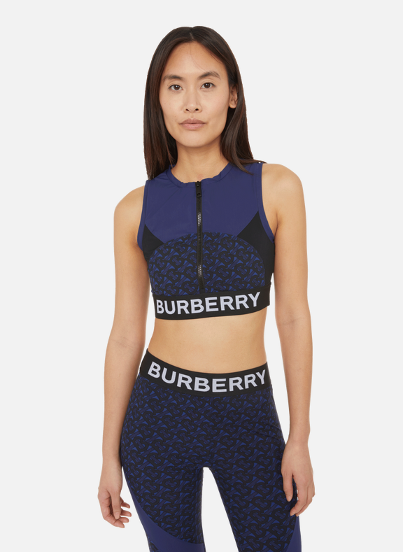 BURBERRY Monogram stretch jersey bra top Blue