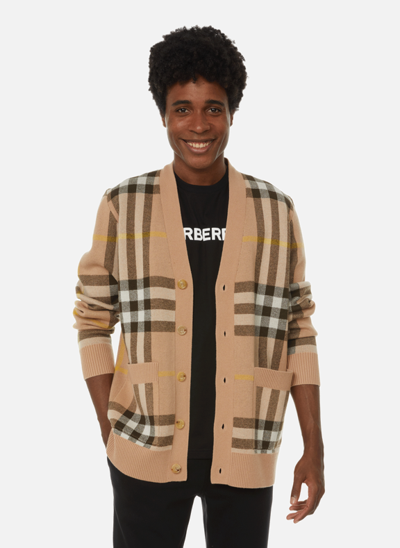OVERSIZED WOOL AND CASHMERE CARDIGAN - BURBERRY for MEN 