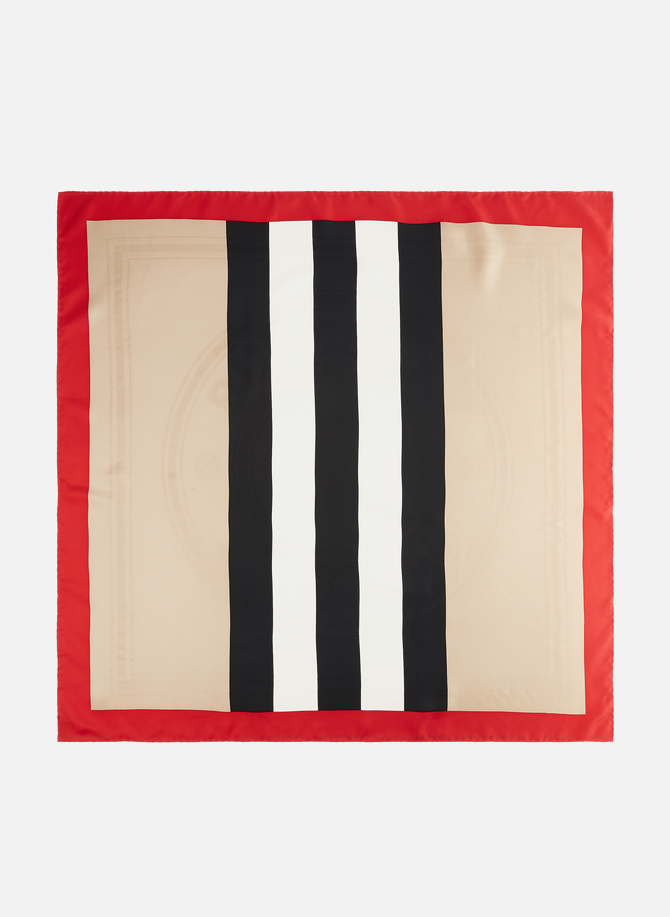 Icon stripe and logo graphic silk square scarf BURBERRY